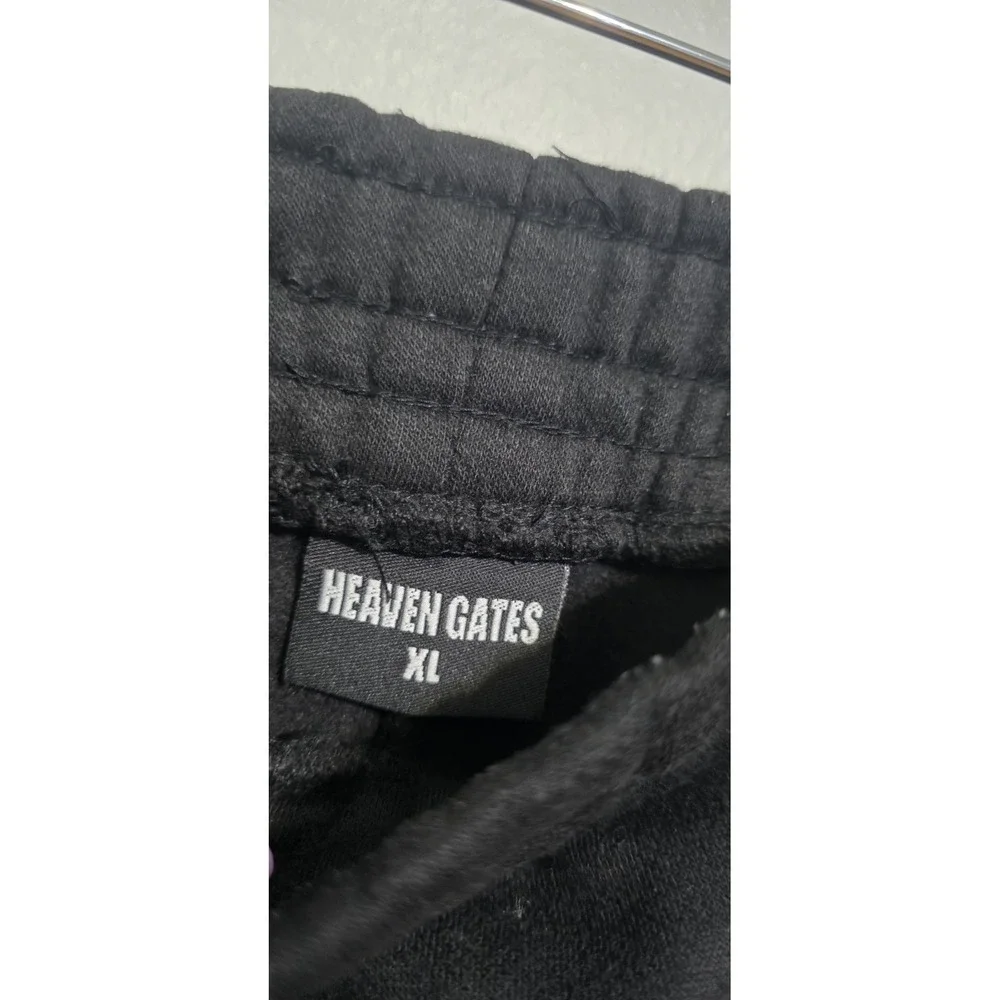 Heavens Gate Black Pants Flare Stacked Graphic Goth Streetwear Men XL Grunge EUC